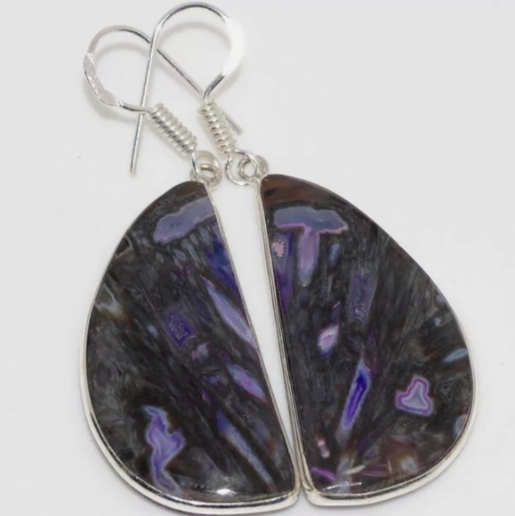 New Oversized Stick Agate Silver Dangle Earrings. - Picture 7 of 7